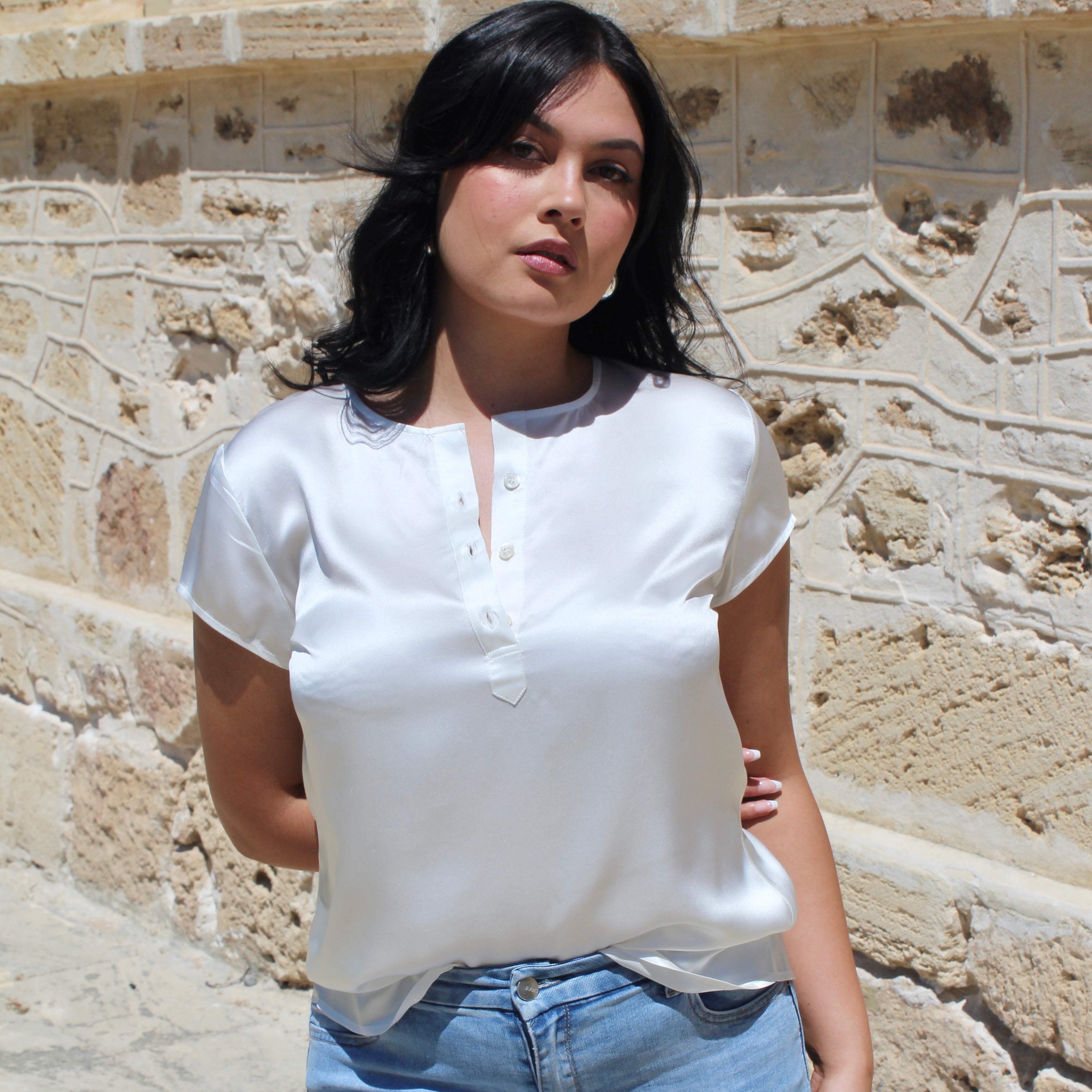 White Silk Cap Sleeve Top - Silk Blvd Sleepwear