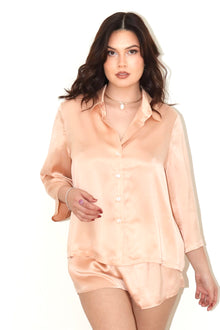 Flora Peach PJ Set - Silk Blvd Sleepwear