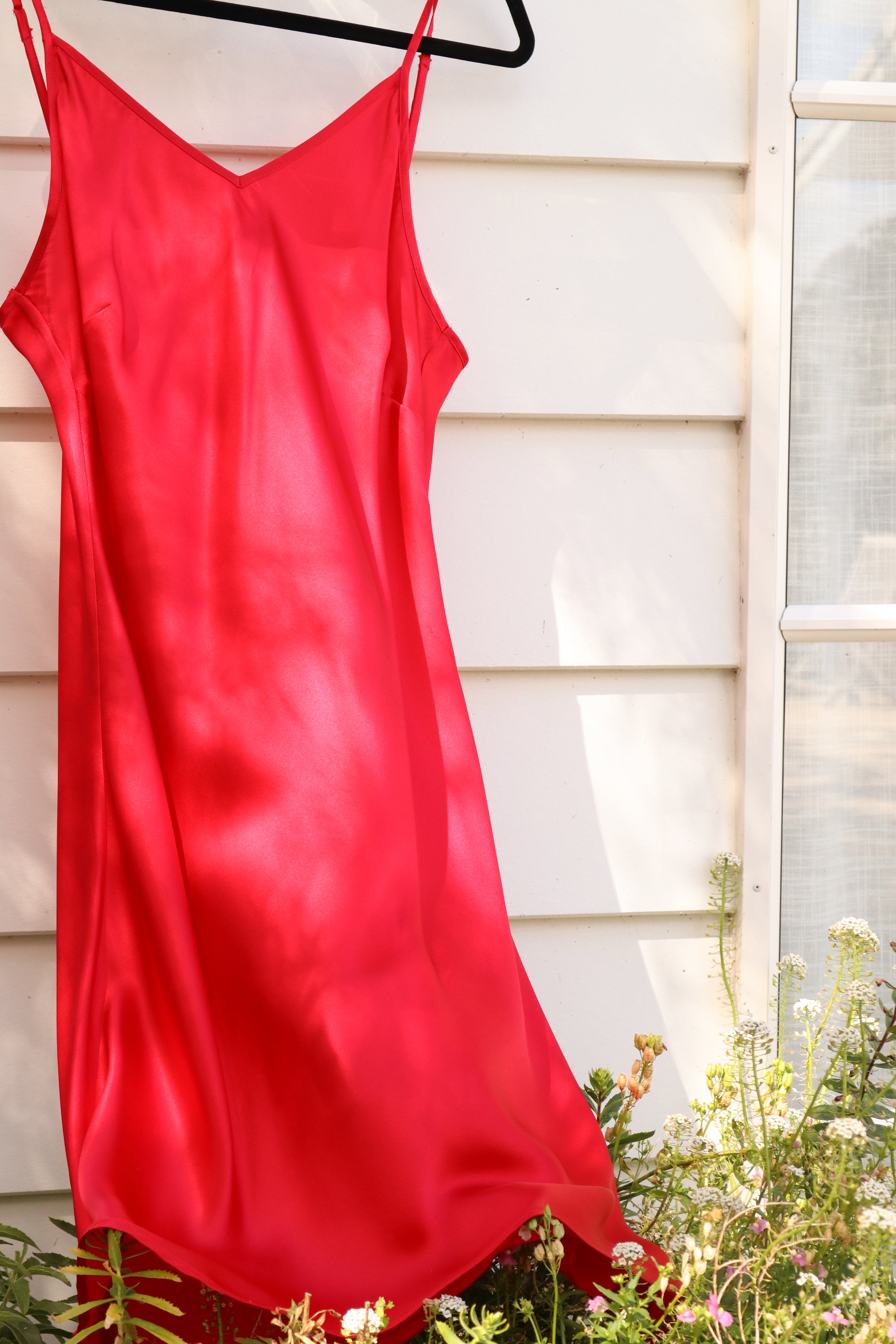 Stella Silk Mini Slip Dress – Cherry Red - Silk Blvd Sleepwear