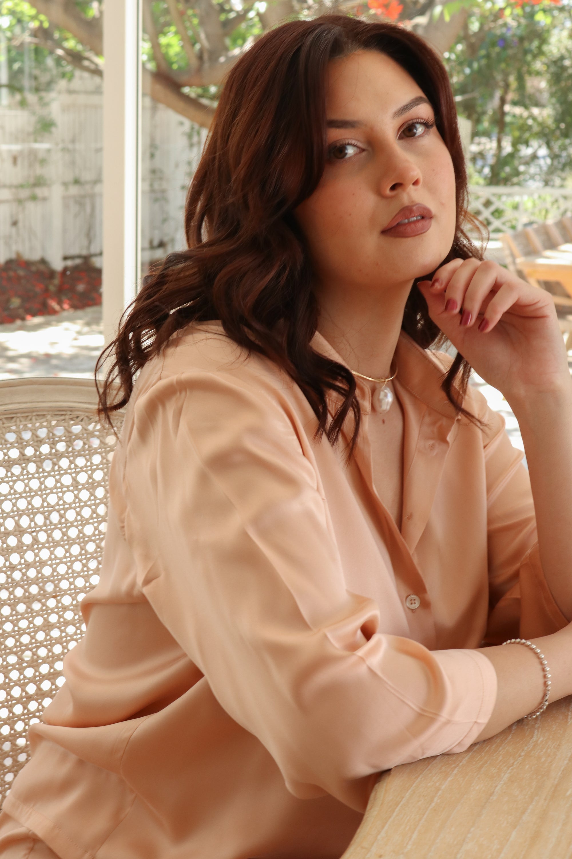 Flora Peach PJ Set - Silk Blvd Sleepwear